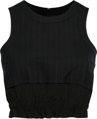 sacai pinstripe-pattern sleeveless crop top - women - Wool - 2 - Black