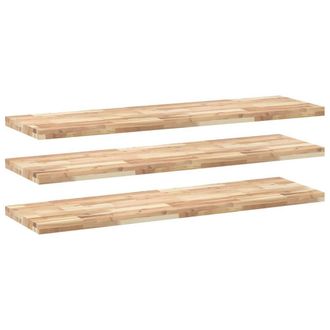 Berkfield Home Floating Shelves 3 pcs 140x40x4 cm Untreated Solid Wood Acacia in Brown | Size: 140 x 40 x 4 cm