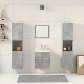 Berkfield Home Durable 5 Piece Bathroom Furniture Set Concrete Grey Engineered Wood