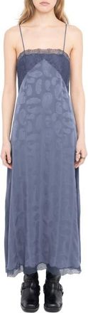 Zadig&Voltaire Ridar Paisley Jacquard Silk Satin Slipdress in Storm at Nordstrom, Size X-Small