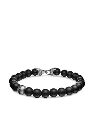 David Yurman sterling silver Spiritual Beads bracelet (8mm) - men - Onyx/Sterling Silver/Black Diamond - M