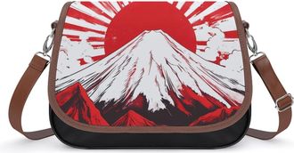 Generic Japan Fuji Mountain Rising Sun Crossbody Bags for Women Shoulder Messenger Bag Purse Handbags