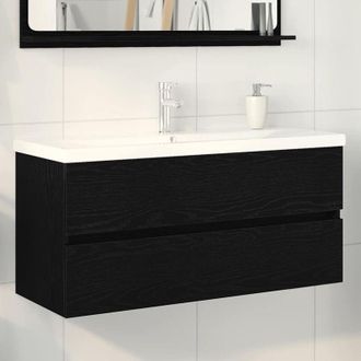 vidaXL Gabinete Para Lavabo Con Puerta Roble Negro 100 X 39 X 62 Cm