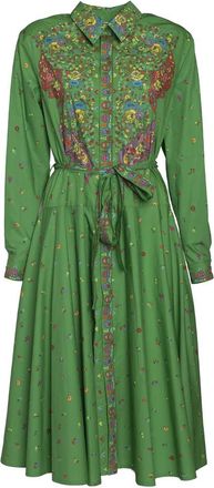 Kenzo Printed Midi Shirting Dress - Dames - Shirt Kleedjes - Groen - M - Katoen - Kleedjes