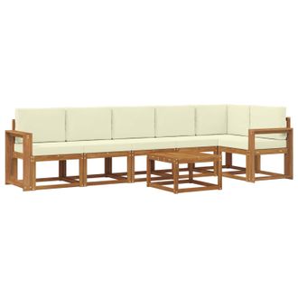 vidaXL Conjunto De Sof&aacute;s De Exterior Con Coj&iacute;n 7 Pcs Natural Y Crema Vidaxl