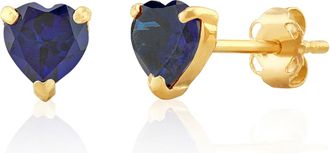 MAX + STONE 925 Sterling Silver 5mm Round Heart Gemstone Hoop Earrings
