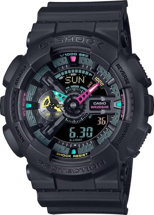 Casio Mens G-Shock Black Multi Color Shock Resistant Watch - GA-110MF-1ADR