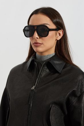 Fendi Sunglasses With A Bold, Full Aviator Frame, Unisex, Black