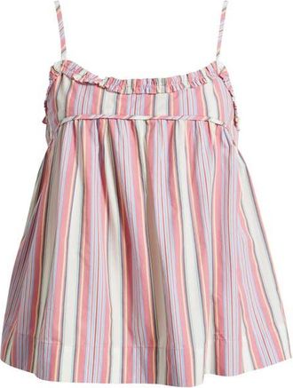 Damson Madder Flynn Ruffle Neck Organic Cotton Camisole in Pink at Nordstrom, Size 16 Us