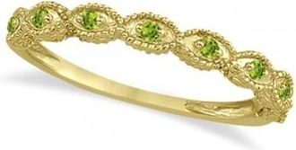 Allurez Antique Marquise Shape Peridot Wedding Ring 14k Yellow Gold (0.18ct)