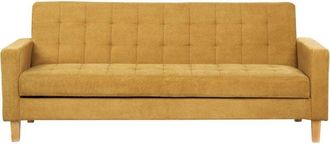 Beliani Sofa Bed 3 Seater VEHKOO Fabric Mustard