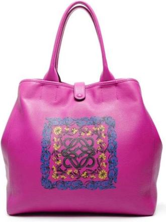 Loewe Pre-owned Tote Bags, female, Purple, Size: ONE SIZE Pre-owned Fabric Tote Bag