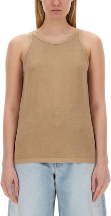 Sportmax Beige Solid Round Neck Top