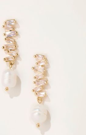 Fat Face FatFace Gold Tone Faux Pearl Party Earrings