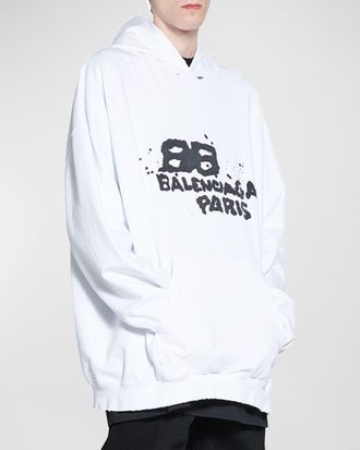 Balenciaga Mens Dirty BB Paris Icon Hoodie
