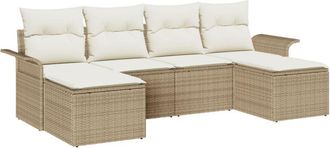 vidaXL Vidaxl - Conjunto De Sof&aacute; De Jard&iacute;n Con Coj&iacute;n 6 Pcs Beige Polirat&aacute;n