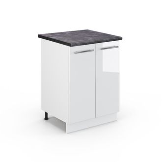 Vicco Mueble Bajo De Cocina Fame-line, Blanco Alto Brillo, 60 Cm, Et Antracita Vicco