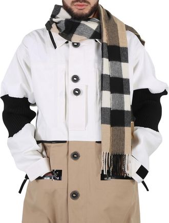 Burberry Half Mega Vintage Check Fringed Cashmere Scarf