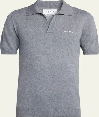 Alexander McQueen Mens Wool Knit Johnny Collar Short-Sleeve Polo Sweater