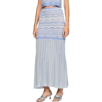 Sandro Long Fancy Knit Skirt in Sky Blue at Nordstrom, Size 34