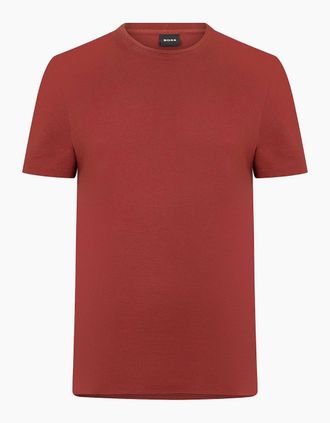 HUGO BOSS Mens Tiburt Bubble Structure Cotton Short Sleeve T-Shirt - Red - Size: 42