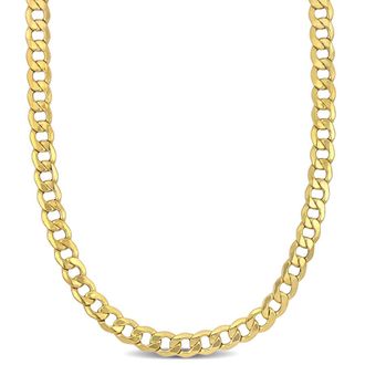 Amour Mens 20 Inch Curb Link Chain Necklace In 10K Yellow Gold (7 Mm)