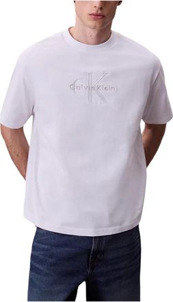 Calvin Klein Jeans Tops, Heren, Wit, XL, Katoen, SS Hero Monologo EMB