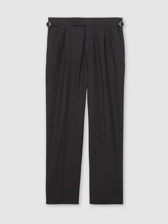Reiss Charcoal Grey Wool-blend Flannel Wide-leg Trousers, 32