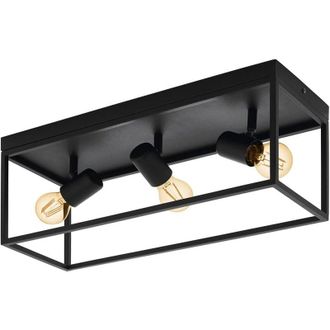Eglo Plafoniera Moderna Silentina Acciaio Nero 3 Luci E27