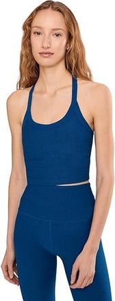 Beyond Yoga Spacedye On The Up Cropped Tank Top Womens Workout Marine Blue Heather : MD, Elastane/Polyester