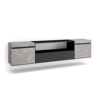 Skraut Home Skraut Home - Mueble Tv, Televisi&oacute;n, Muebles De Sal&oacute;n, Almacenaje, 200x45x35cm, Para Tv Hasta 80, Colgado, Suspendido, Estilo Moderno, Gris Cemento