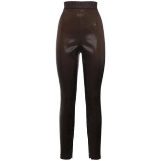 Dolce & Gabbana Leggings, female, Brown, Size: XS Satin Leggings