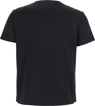 Max Mara Womens Black Cotton T-Shirt With Embroidered Logo T-Shirts & Jerseys