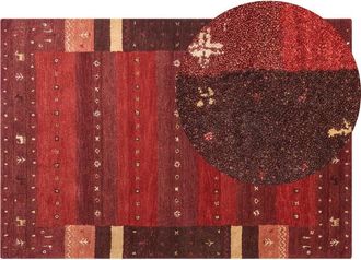 Beliani Beliani - Traditional Wool Rug Rustic Traditional Pattern 140 x 200 cm Red Sinanli