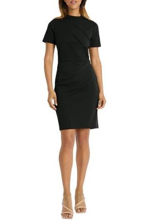 Maggy London Mock Neck Short Sleeve Sheath Dress in Black at Nordstrom Rack, Size 18 (Similar To 16W)