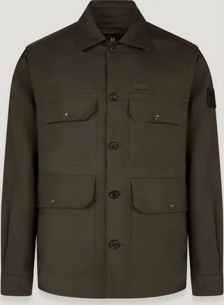 Belstaff Belstaff Sobrecamisa Forge para hombre Lino envejecido Verde oliva militar L