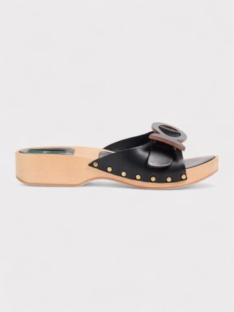 Emilio Pucci Emilio Pucci Womens Appliqu&eacute;d Leather Clog Sandals Black - Size UK 3