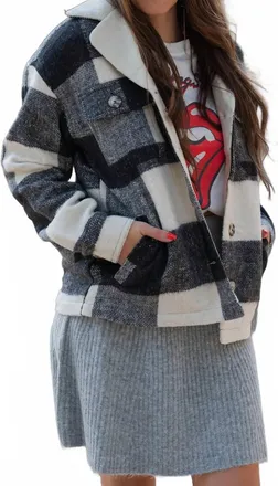 Thread & Supply Ontario Fleece Jacket In Ivory Black Buffalo