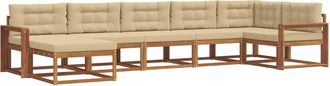 vidaXL Conjunto De Sof&aacute;s De Exterior 7 Uds. Natural Y Beige Vidaxl
