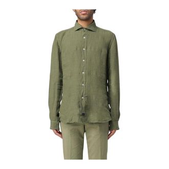 Fay Casual Shirts, male, Green, 2XS, Classic Linen Shirt Long Sleeve