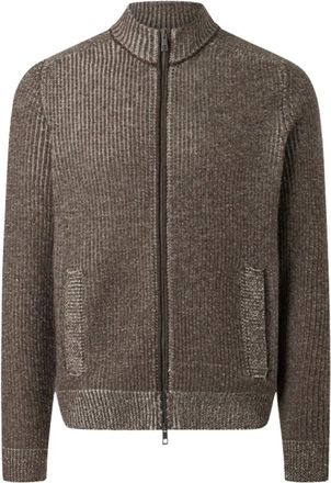 Maerz Gebreide jas met rits 1/1 mouw - Heren - Truien - Bruin - Maat: XL Wol