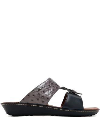 Tod's ostrich-effect leather sandals - men - Calf Leather/Calf Leather/Calf Leather - 6.5 - Black