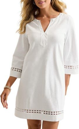 Tommy Bahama Sunset Harbor Long Sleeve Shift Dress in White at Nordstrom, Size X-Large