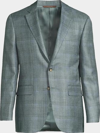 Canali Plaid Wool-Silk-Linen Sport Coat
