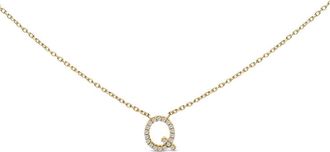 House of Brilliance 10K Yellow Gold Diamond Accent A-Z Block Initial Pendant Necklace in Yellow Gold | Q at Nordstrom