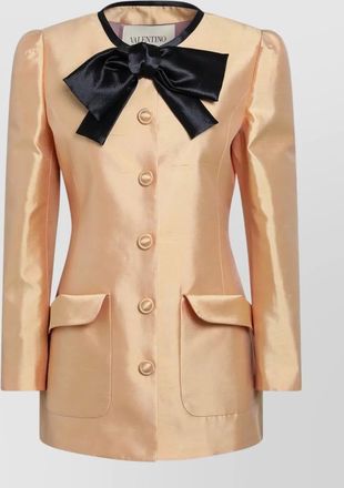 Valentino bow detail satin jacket front pockets