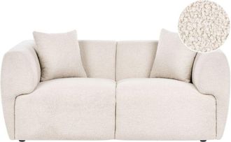 Beliani 2 Seater Sofa Beige Boucle Upholstery Curved Organic Shaped Sofa Modern Minimalistic Style Living Room VALBY