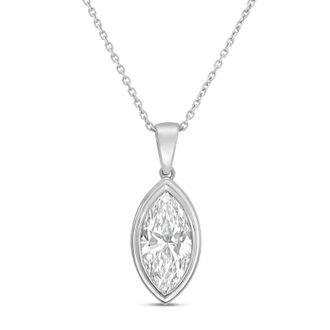 Diana M. Jewels 14kt white gold 12.00 ct lab grown marquise bezel with bail pendant