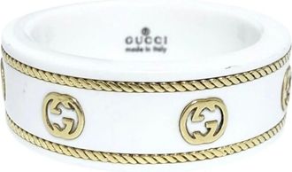 Gucci Gold White Yellow Gold (18K) Ceramic Band Ring (Pre-Owned)