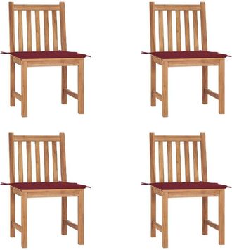 vidaXL Sillas De Jard&iacute;n 4 Unidades Madera Maciza De Teca Con Cojines Vidaxl